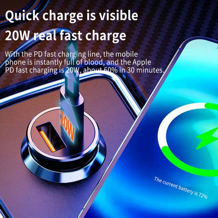 WKN-707 PD 20W USB-C / Type-C + QC 3.0 25W USB Mini Car Charger with USB-C / Type-C to 8 Pin Data Cable, Cable Length: 1m(White) - Car Charger by PMC TechLife | Online Shopping South Africa | PMC TechLife