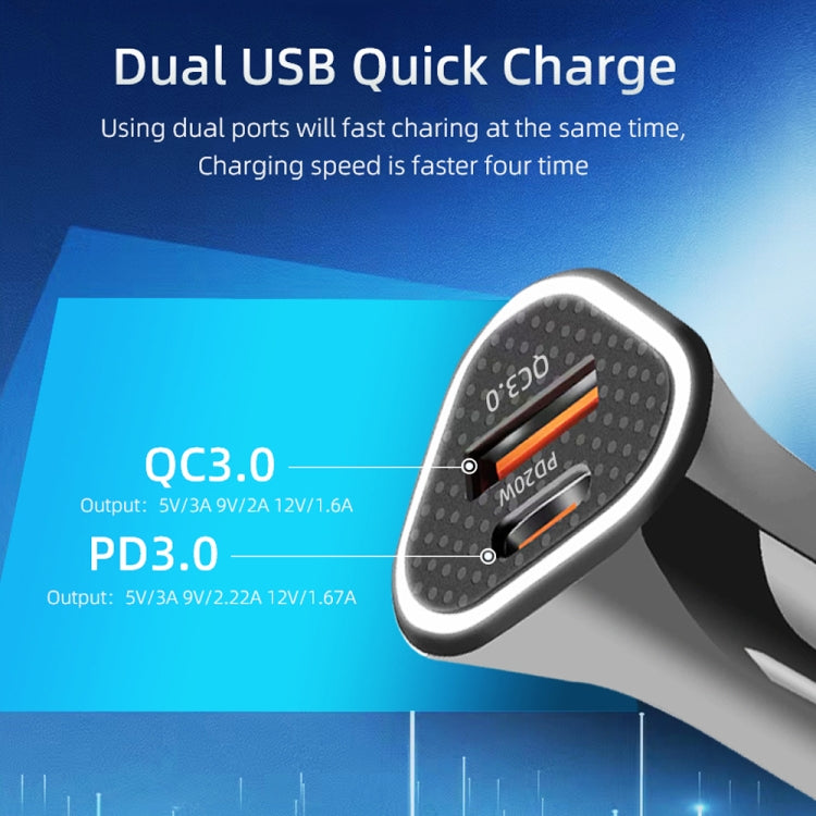 TE-P23 38W PD 20W USB-C / Type-C + QC3. 0 USB Triangle Car Charger + USB to 8 Pin Data Cable, Length: 1m(White) - Car Charger by PMC TechLife | Online Shopping South Africa | PMC TechLife