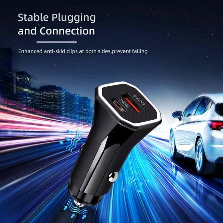 TE-P22 38W PD USB-C / Type-C + QC3. 0 USB Car Charger with 1m USB to 8 Pin Data Cable(Black) - Car Charger by PMC TechLife | Online Shopping South Africa | PMC TechLife