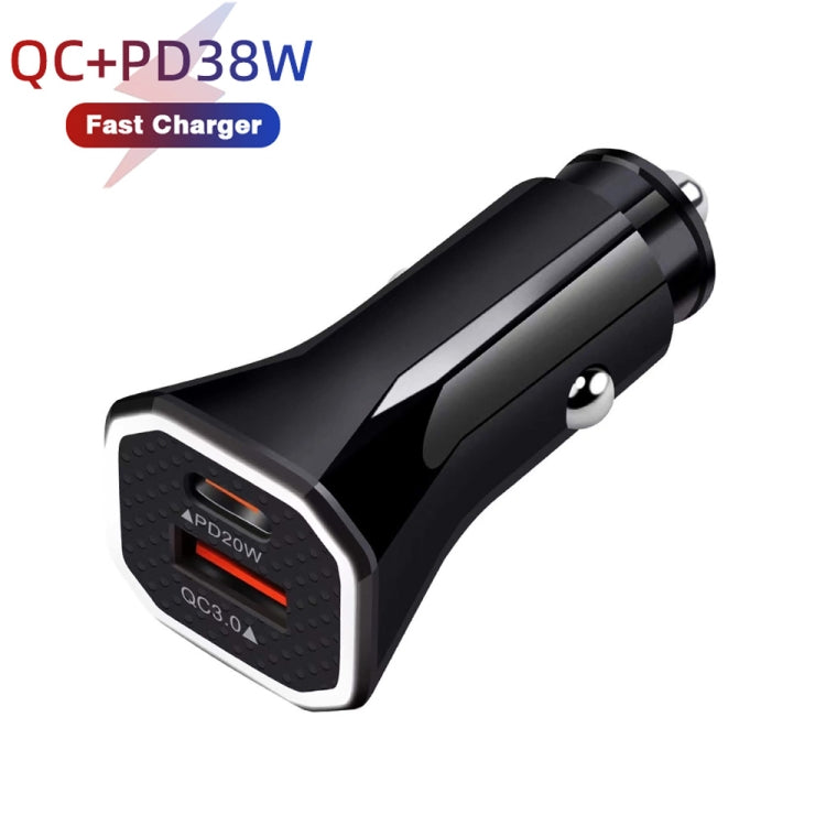 TE-P22 38W PD USB-C / Type-C + QC3. 0 USB Car Charger with 1m USB to USB-C / Type-C Data Cable(Black) - Car Charger by PMC TechLife | Online Shopping South Africa | PMC TechLife