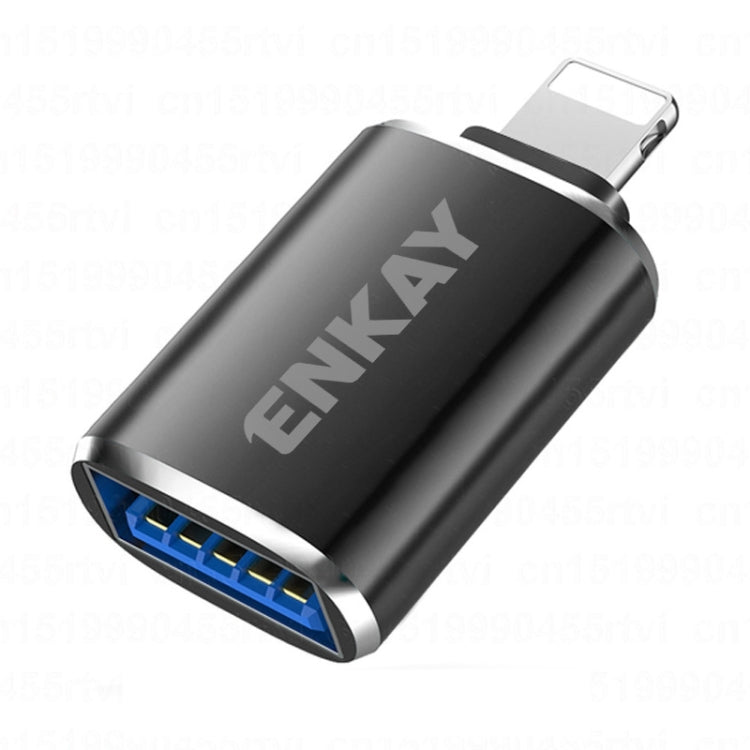ENKAY ENK-AT110 8 Pin Male to USB 3.0 Female Aluminium Alloy OTG Adapter(Black) - Converter & Adapter by ENKAY | Online Shopping South Africa | PMC TechLife | Buy Now Pay Later Mobicred