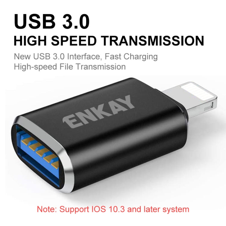 ENKAY ENK-AT110 8 Pin Male to USB 3.0 Female Aluminium Alloy OTG Adapter(Black) - Converter & Adapter by ENKAY | Online Shopping South Africa | PMC TechLife | Buy Now Pay Later Mobicred