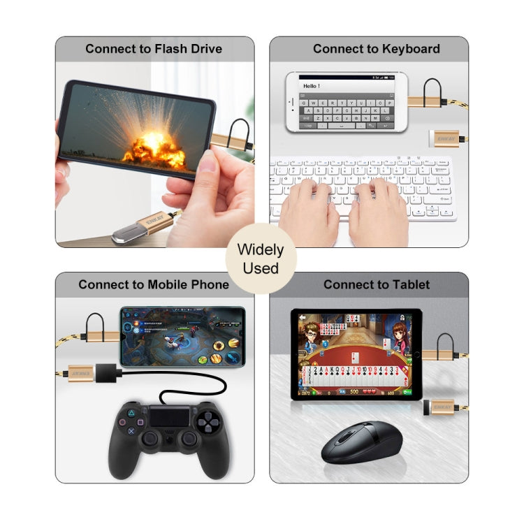 ENKAY ENK-AT113 2 in 1 Type-C / Micro USB to USB 3.0 Nylon Braided OTG Adapter Cable(Gold) - OTG Adapter by ENKAY | Online Shopping South Africa | PMC TechLife | Buy Now Pay Later Mobicred