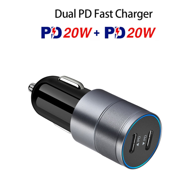 Dual PD 3.0 40W Type-C Car charger with 1m Type-C to Type-C Data Cable(Black) - Car Charger by PMC TechLife | Online Shopping South Africa | PMC TechLife