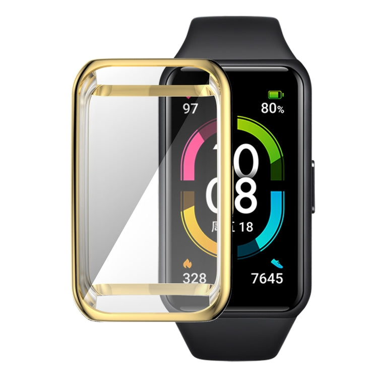 For Huawei Band 7/6 / Honor Band 6 ENKAY Hat-Prince Full Coverage Electroplated Soft TPU Case with Screen Protection(Golden) - Watch Cases by ENKAY | Online Shopping South Africa | PMC TechLife | Buy Now Pay Later Mobicred
