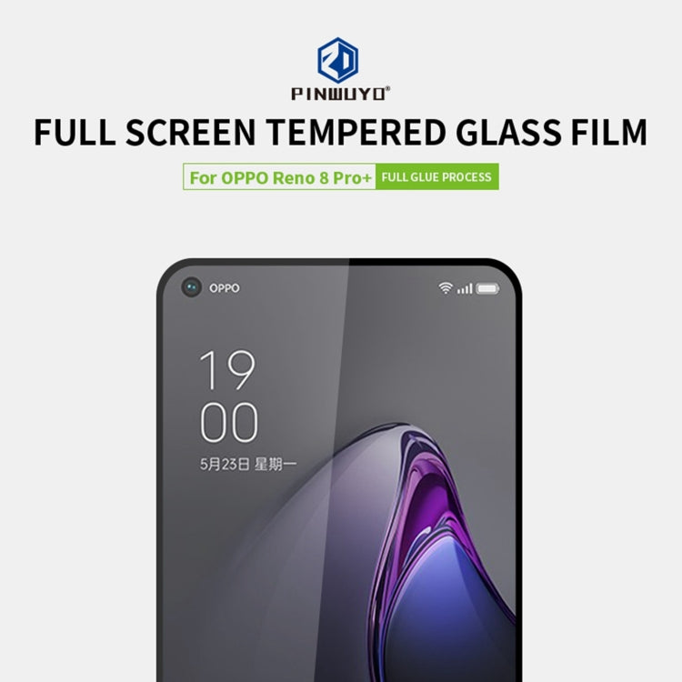 For OPPO Reno8 Pro+ PINWUYO 9H 2.5D Full Screen Tempered Glass Film(Black) - OPPO Tempered Glass by PINWUYO | Online Shopping South Africa | PMC TechLife | Buy Now Pay Later Mobicred