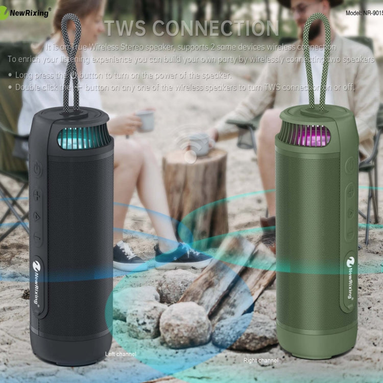NewRixing NR9015 14W Portable IPX6 Waterproof TWS Stereo Bluetooth Speaker(Green) - free shipping - PMC TechLife - Order now!