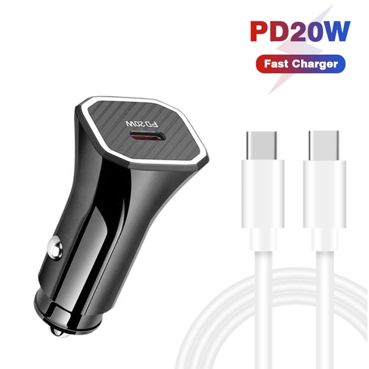 TE-P2 PD20W USB-C / Type-C Car Charger with Type-C to Type-C Data Cable(Black) - Car Charger by PMC TechLife | Online Shopping South Africa | PMC TechLife