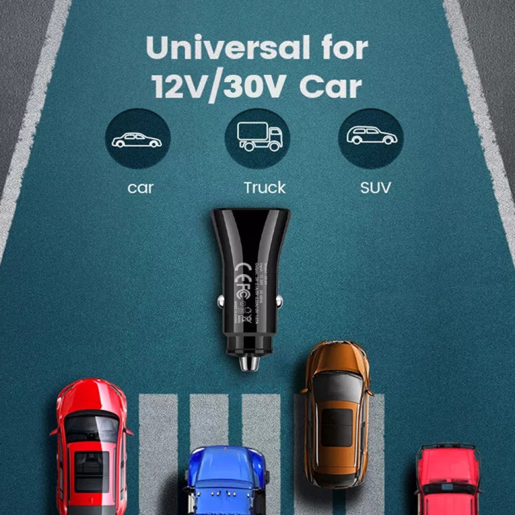 TE-P2 PD20W USB-C / Type-C Car Charger with Type-C to Type-C Data Cable(White) - Car Charger by PMC TechLife | Online Shopping South Africa | PMC TechLife