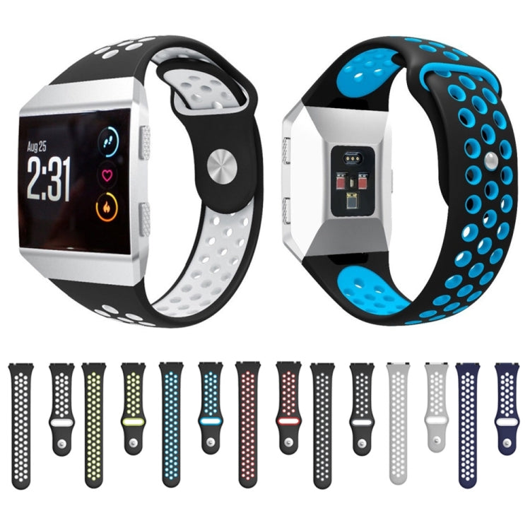 For Fitbit Ionic Breathable Two-tone Silicone Watch Band(Black White) - Watch Bands by PMC TechLife | Online Shopping South Africa | PMC TechLife | Buy Now Pay Later Mobicred