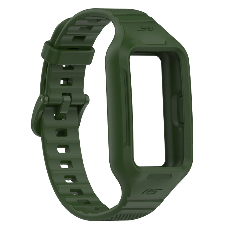 For Huawei Band 8 / 7 Solid Color Silicone Integrated Watch Band(Amygreen) - Watch Bands by PMC TechLife | Online Shopping South Africa | PMC TechLife | Buy Now Pay Later Mobicred