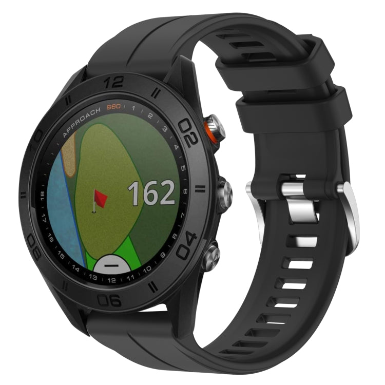 Compatible with Garmin Approach S60 22mm Solid Color Silicone Watch Band(Black) - Watch Bands by PMC TechLife | Online Shopping South Africa | PMC TechLife | Buy Now Pay Later Mobicred
