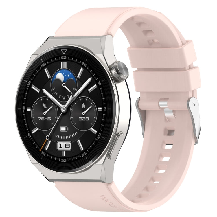 For Huawei Watch GT 42mm/46mm / GT2 46mm 22mm Protruding Head Silicone Strap Silver Buckle(Pink) - Watch Bands by PMC TechLife | Online Shopping South Africa | PMC TechLife | Buy Now Pay Later Mobicred