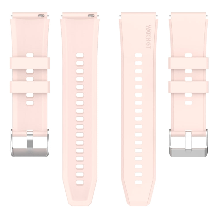 For Huawei Watch GT 42mm/46mm / GT2 46mm 22mm Protruding Head Silicone Strap Silver Buckle(Pink) - Watch Bands by PMC TechLife | Online Shopping South Africa | PMC TechLife | Buy Now Pay Later Mobicred