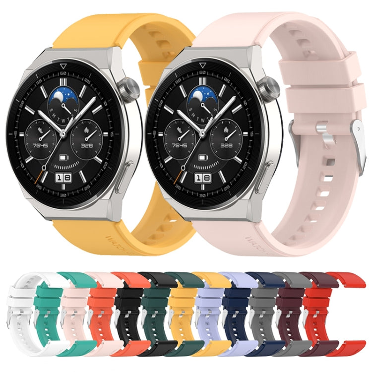 For Huawei Watch GT 42mm/46mm / GT2 46mm 22mm Protruding Head Silicone Strap Silver Buckle(Pink) - Watch Bands by PMC TechLife | Online Shopping South Africa | PMC TechLife | Buy Now Pay Later Mobicred