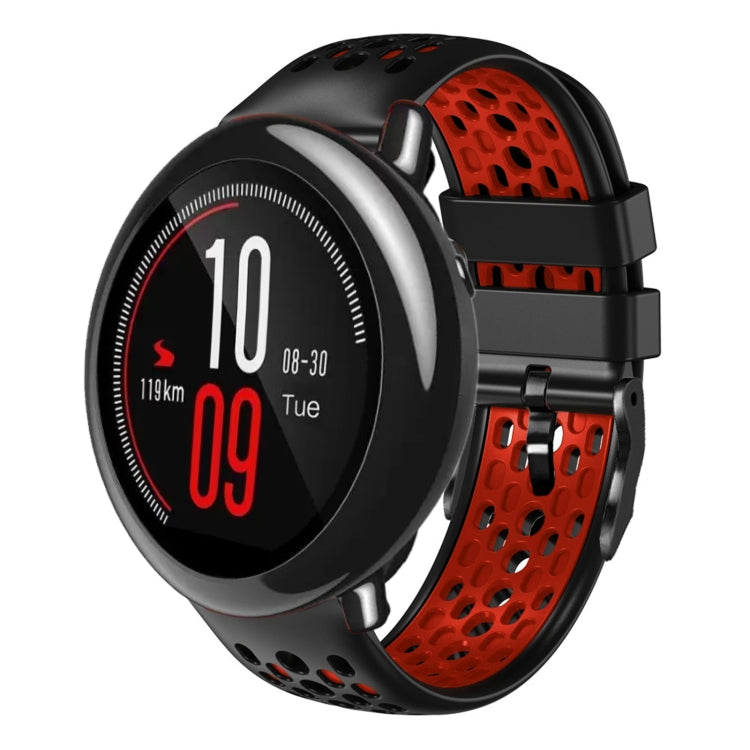 For Amazfit Pace 22mm Two-Color Breathable Silicone Watch Band(Black+Red) - Watch Bands by PMC TechLife | Online Shopping South Africa | PMC TechLife | Buy Now Pay Later Mobicred