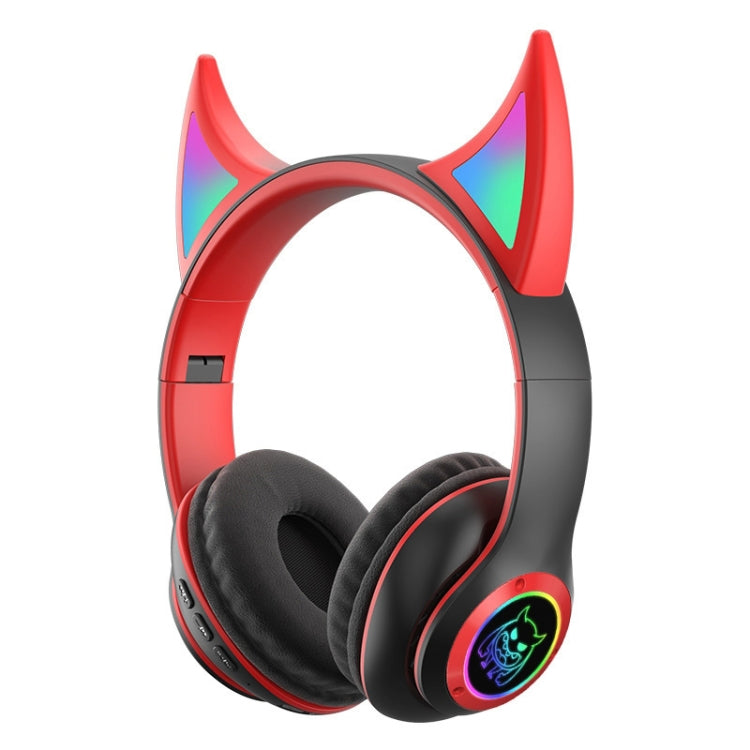 STN25 Devil Ear RGB Light Wireless Music Headset For Children with Mic(Black+Red) - Headset & Headphone by PMC TechLife | Online Shopping South Africa | PMC TechLife