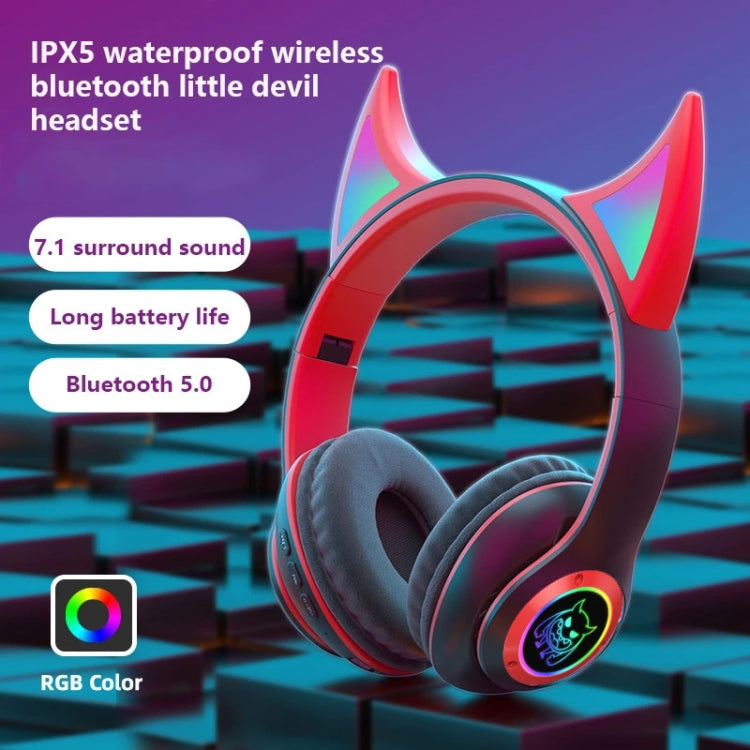 STN25 Devil Ear RGB Light Wireless Music Headset For Children with Mic(Black) - Headset & Headphone by PMC TechLife | Online Shopping South Africa | PMC TechLife