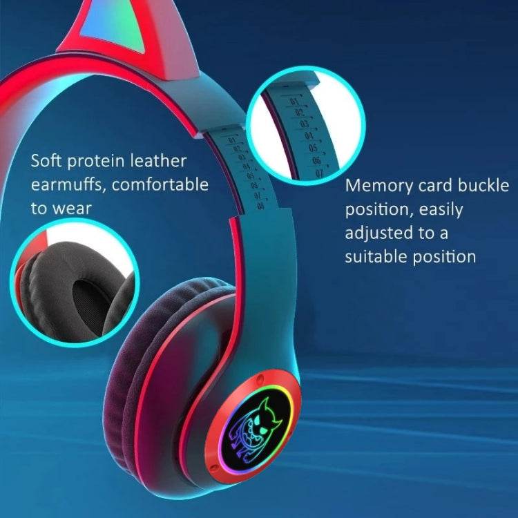 STN25 Devil Ear RGB Light Wireless Music Headset For Children with Mic(Black+Red) - Headset & Headphone by PMC TechLife | Online Shopping South Africa | PMC TechLife