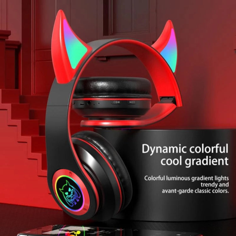 STN25 Devil Ear RGB Light Wireless Music Headset For Children with Mic(Black+Red) - Headset & Headphone by PMC TechLife | Online Shopping South Africa | PMC TechLife