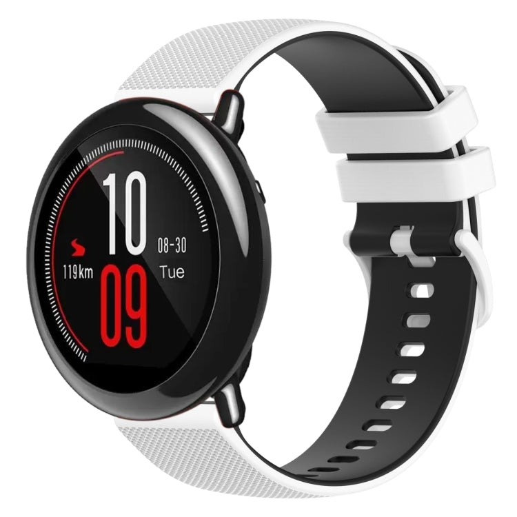For Amazfit Pace 22mm Checkered Two-Color Silicone Watch Band(White+Black) - Watch Bands by PMC TechLife | Online Shopping South Africa | PMC TechLife | Buy Now Pay Later Mobicred