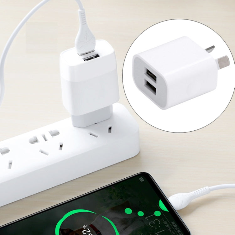 Mini Dual Port USB Charger with USB to Micro USB Data Cable, AU Plug - USB Charger by PMC TechLife | Online Shopping South Africa | PMC TechLife