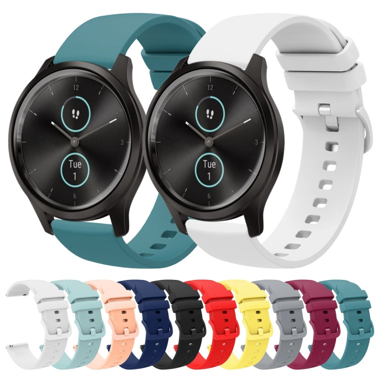 Compatible with Garmin VivoMove Style 20mm Solid Color Soft Silicone Watch Band(Sapphire Green) - Watch Bands by PMC TechLife | Online Shopping South Africa | PMC TechLife | Buy Now Pay Later Mobicred
