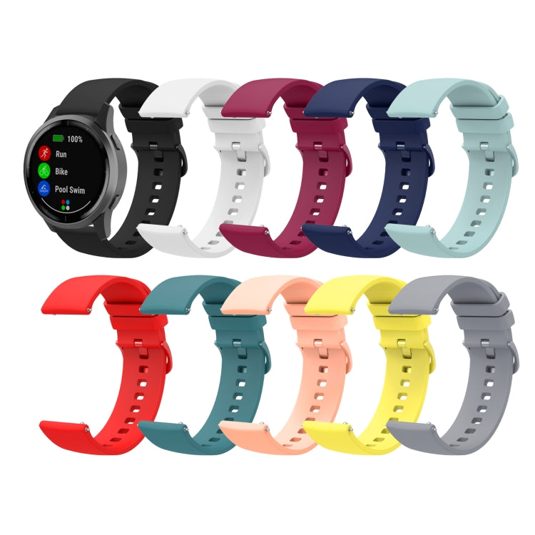 Compatible with Garmin VivoMove Style 20mm Solid Color Soft Silicone Watch Band(Sapphire Green) - Watch Bands by PMC TechLife | Online Shopping South Africa | PMC TechLife | Buy Now Pay Later Mobicred