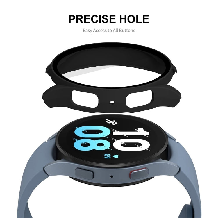 For Samsung Galaxy Watch5 44mm ENKAY Hat-Prince Full Coverage PC Frame + 9H Tempered Glass Case(Dark Blue) - Watch Cases by ENKAY | Online Shopping South Africa | PMC TechLife | Buy Now Pay Later Mobicred