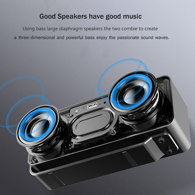 AEC K5 Mirror Alarm Clock Bluetooth Speakers with LED Light Support TF / FM(Black) - Desktop Speaker by AEC | Online Shopping South Africa | PMC TechLife | Buy Now Pay Later Mobicred