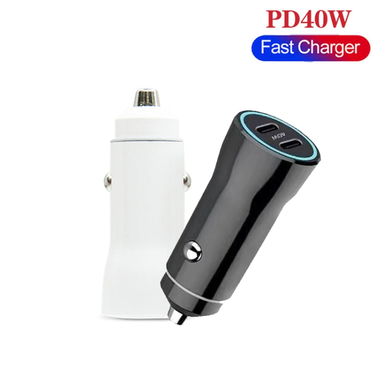 TE-P8 40W PD20W + PD20W Dual Port PD3.0 Car Charger with Type-c to Type-C Data Cable, Length: 1m(White) - Car Charger by PMC TechLife | Online Shopping South Africa | PMC TechLife