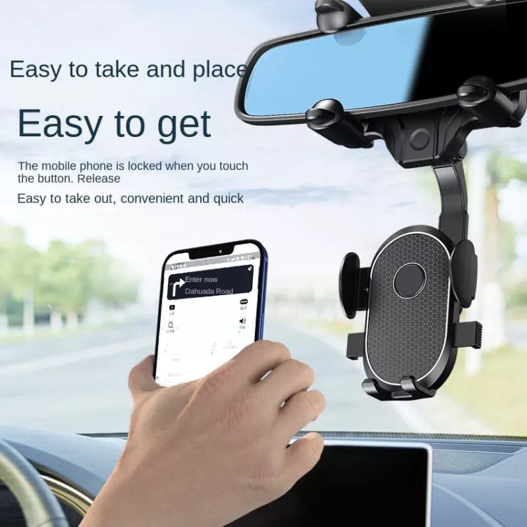 R004 Rearview Mirror 360 Rotatable Retractable Car Phone Holder - Car Holders by PMC TechLife | Online Shopping South Africa | PMC TechLife