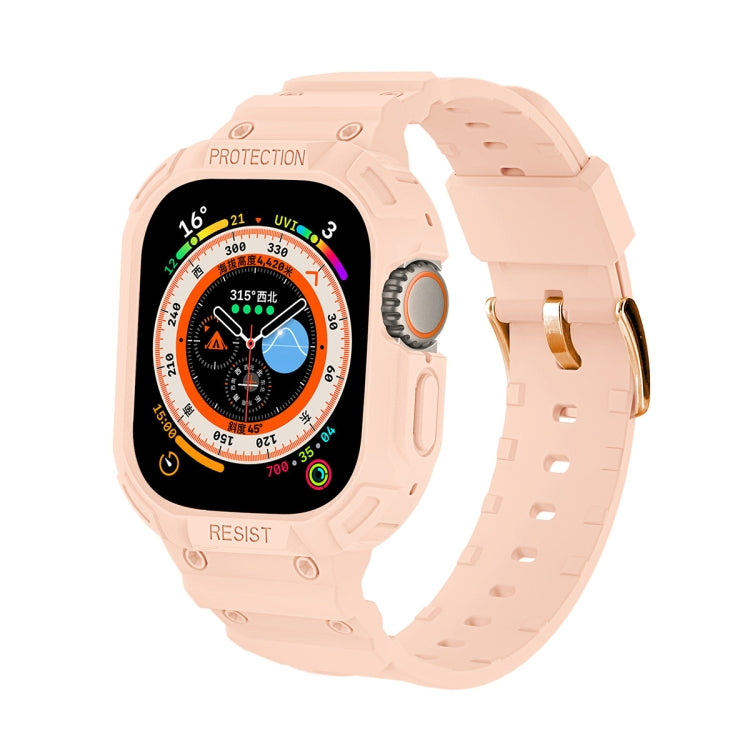 For Apple Watch Ultra 49mm JUNSUNMAY Integrated TPU Case Adjustable Elastic Watch Band(Pink) - Watch Cases by JUNSUNMAY | Online Shopping South Africa | PMC TechLife | Buy Now Pay Later Mobicred