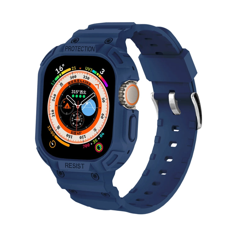 For Apple Watch Ultra 49mm JUNSUNMAY Integrated TPU Case Adjustable Elastic Watch Band(Dark Blue) - Watch Cases by JUNSUNMAY | Online Shopping South Africa | PMC TechLife | Buy Now Pay Later Mobicred