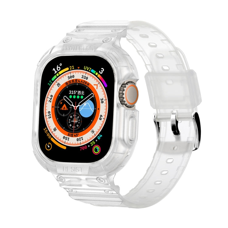 For Apple Watch Ultra 49mm JUNSUNMAY Integrated TPU Case Adjustable Elastic Watch Band(Transparent) - Watch Cases by JUNSUNMAY | Online Shopping South Africa | PMC TechLife | Buy Now Pay Later Mobicred
