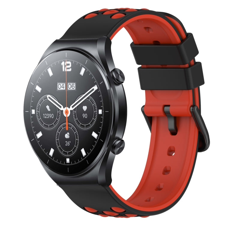 For Xiaomi MI Watch S1 22mm Two-Color Porous Silicone Watch Band(Black+Red) - free shipping - PMC TechLife - Order now!
