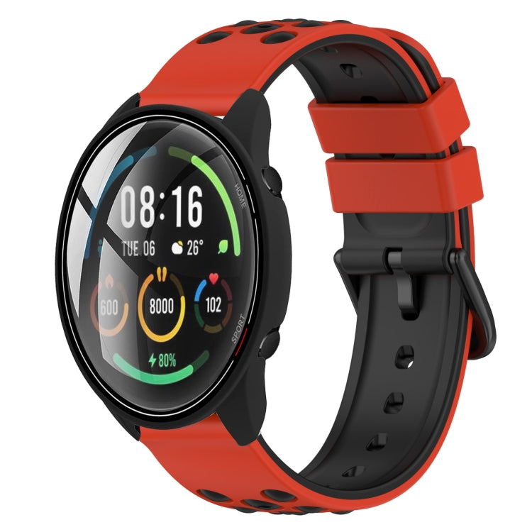 For Xiaomi MI Watch Color 22mm Two-Color Porous Silicone Watch Band(Red+Black) - free shipping - PMC TechLife - Order now!