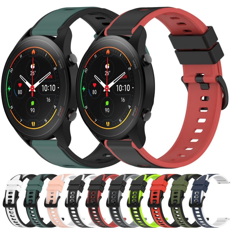 For Xiaomi MI Watch S1 Pro 22mm Two-Color Silicone Watch Band(Black+Lime Green) - free shipping - PMC TechLife - Order now!