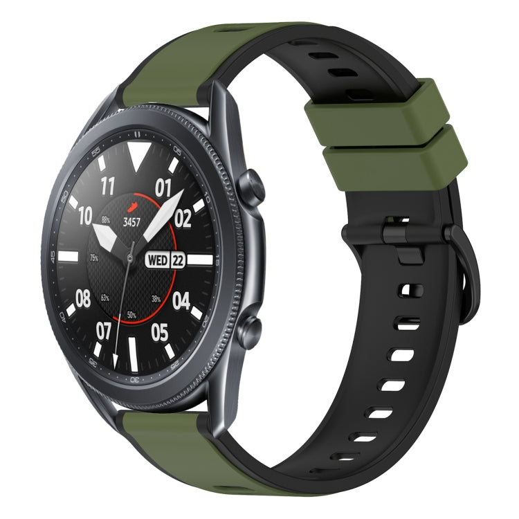 For Samsung Galaxy Watch3 45mm 22mm Two-Color Silicone Watch Band(Army Green + Black) - Watch Bands by PMC TechLife | Online Shopping South Africa | PMC TechLife | Buy Now Pay Later Mobicred