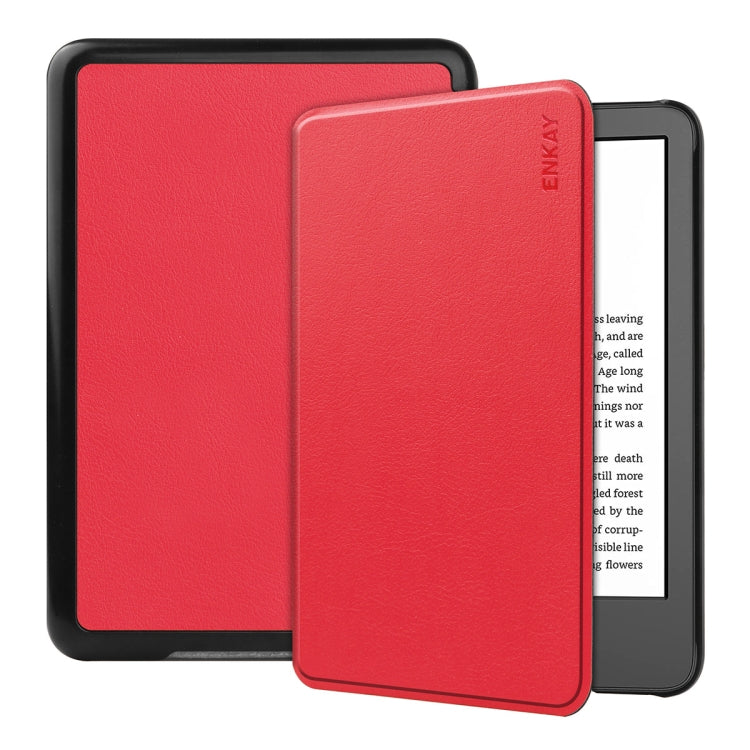 For Amazon Kindle 2022 Gen11 ENKAY Custer Texture Leather Smart Case(Red) - Amazon by ENKAY | Online Shopping South Africa | PMC TechLife | Buy Now Pay Later Mobicred