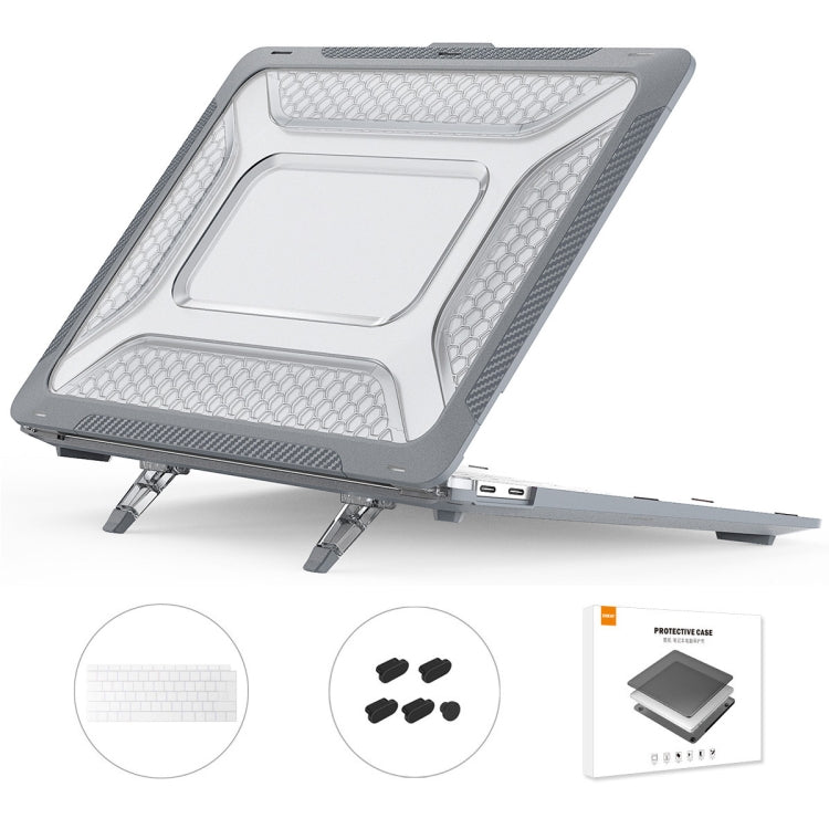 For MacBook Air 13.3 2018 A1932 ENKAY Hat-Prince 3 in 1 Protective Bracket  Case Cover Hard Shell with TPU Keyboard Film / Anti-dust Plugs, Version:US(Grey) - free shipping - PMC TechLife - Order now!