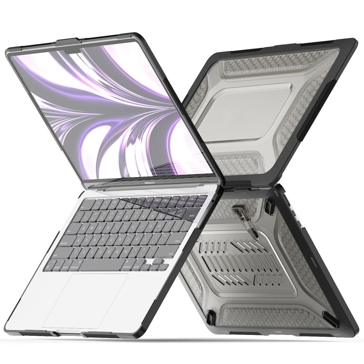 For MacBook Air 13.6 2022/2024  A2681 (M2) / A3113  (M3) ENKAY Hat-Prince 3 in 1 Protective Bracket  Case Cover Hard Shell with TPU Keyboard Film / Anti-dust Plugs, Version:EU(Black) - free shipping - PMC TechLife - Order now!