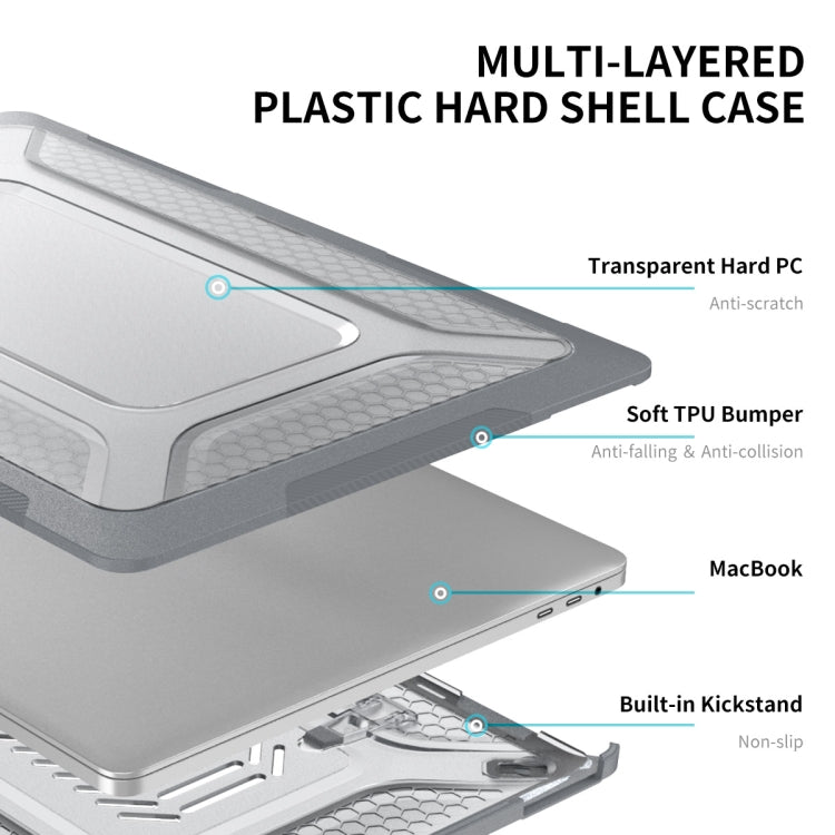 For MacBook Pro 16 A2141 ENKAY Hat-Prince 3 in 1 Protective Bracket  Case Cover Hard Shell with TPU Keyboard Film / Anti-dust Plugs, Version:US(Grey) - MacBook Pro Cases by ENKAY | Online Shopping South Africa | PMC TechLife | Buy Now Pay Later Mobicred