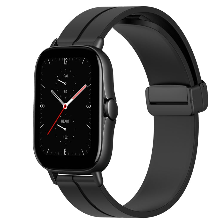For Amazfit GTS 2 20mm Solid Color Magnetic Clasp Silicone Watch Band(Black) - free shipping - PMC TechLife - Order now!