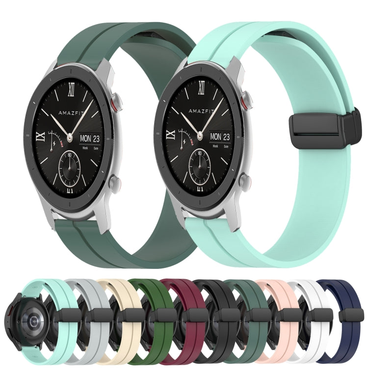 For Amazfit GTR 42mm 20mm Solid Color Magnetic Clasp Silicone Watch Band(Black) - free shipping - PMC TechLife - Order now!
