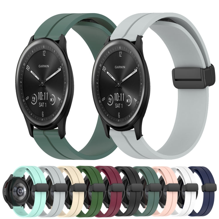 Compatible with Garmin Vivomove Sport 20mm Solid Color Magnetic Clasp Silicone Watch Band(Midnight Blue) - free shipping - PMC TechLife - Order now!