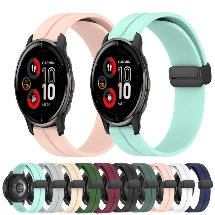 Compatible with Garmin Venu 2 Plus 20mm Solid Color Magnetic Clasp Silicone Watch Band(Wine Red) - free shipping - PMC TechLife - Order now!