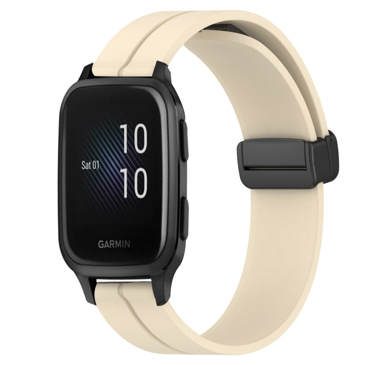 Compatible with Garmin Venu Sq 2 Music 20mm Solid Color Magnetic Clasp Silicone Watch Band(Beige) - free shipping - PMC TechLife - Order now!