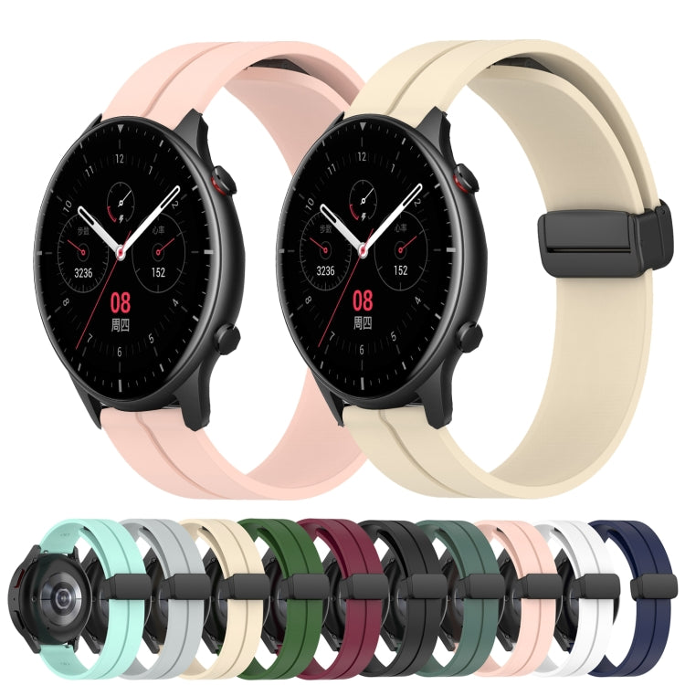 For Amazfit GTR 4 22mm Solid Color Magnetic Clasp Silicone Watch Band(Grey) - free shipping - PMC TechLife - Order now!