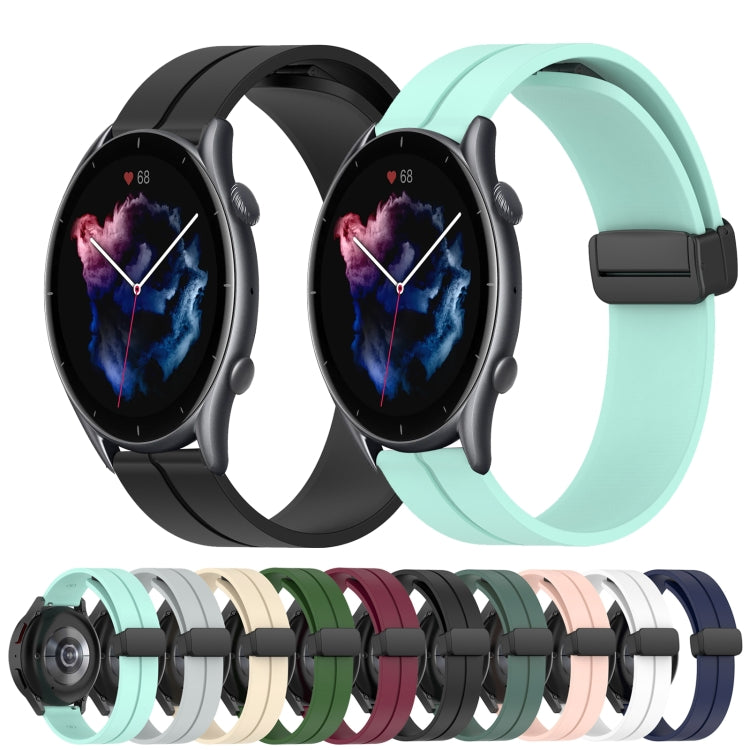 For Amazfit 3 22mm Solid Color Magnetic Clasp Silicone Watch Band(Black) - free shipping - PMC TechLife - Order now!